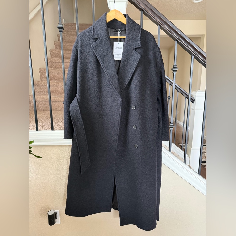 & Other Stories Black Belted Wool Wrap Coat